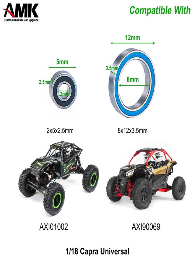 AMK 30Pcs UTB18 Metal Ball Bearings Kit, Rubber Sealed Axial Capra Wheel Bearings Set for 1/18 RC Crawler Unlimited Trail Buggy Upgrades - Image 2